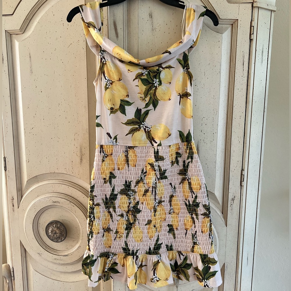 Sugar Lipz Yellow Lemon 🍋 Ruffle Off-the-Shoulder Dress